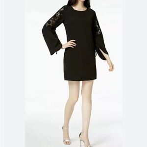 Laundry By Shelli Segal Black Dress with Lace Sleeves